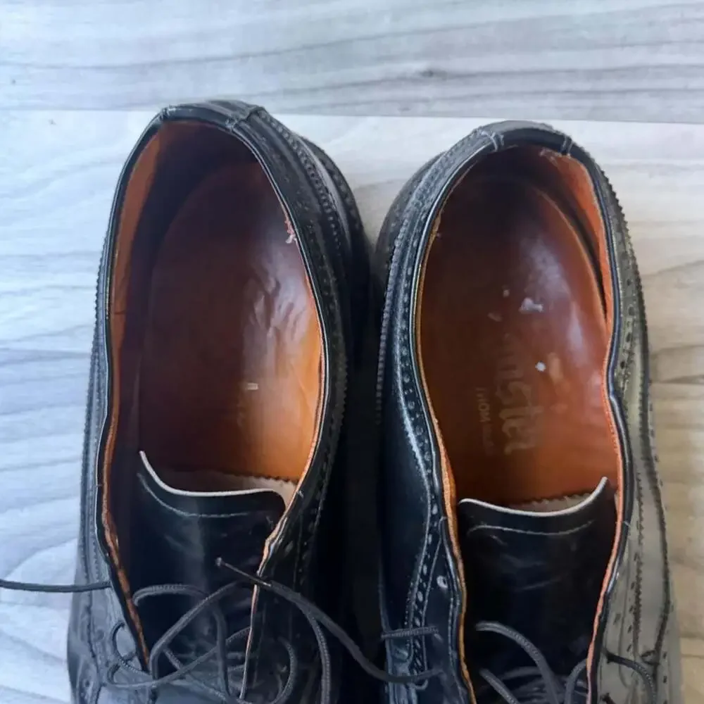 Vintage Thom McAn Master Black Leather Wingtip Oxford Dress Shoes